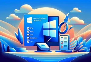 Minimalist Windows 10 logo with computer checklist symbols